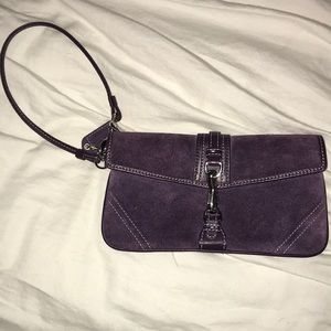 Purple suede coach wristlet